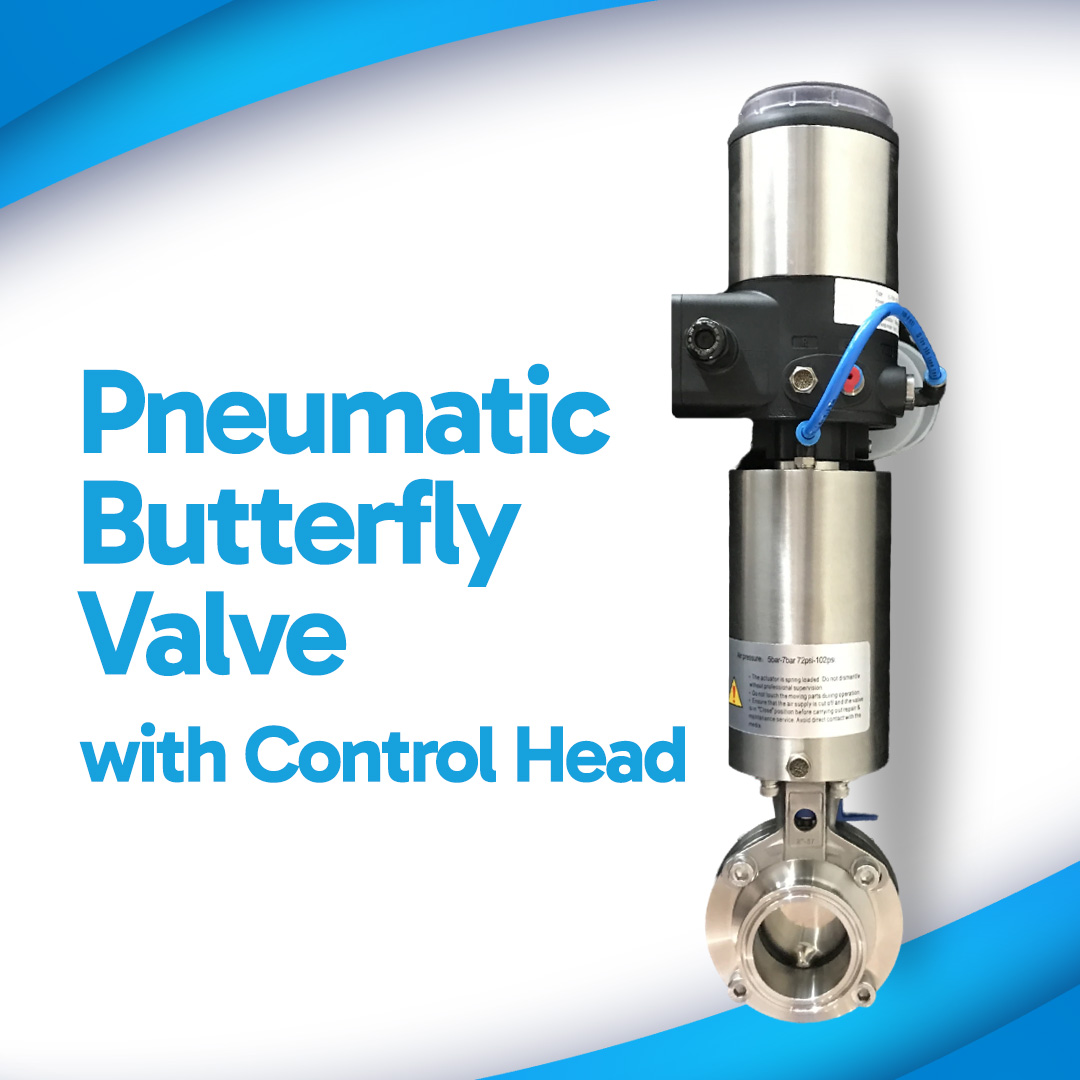 Clamp Butterfly Valve Pneumatic with Control Head Size 2 Serinox