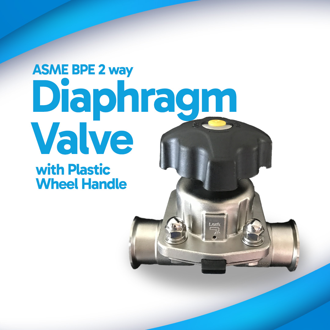 1 (4) ASME BPE 2 way Sanitary Diaphragm Valve With Plastic Wheel Handle Serinox