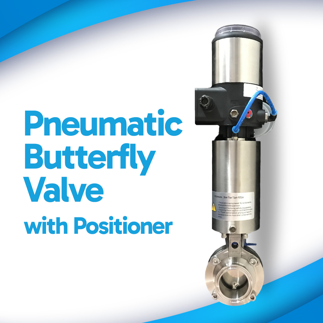 1 (5) Clamp Pneumatic Butterfly Valve Stainless Steel with Positioner Serinox