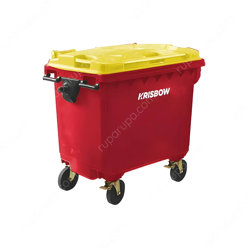 Tempat Sampah Dengan Tutup 660 Ltr Merah/kuning Krisbow