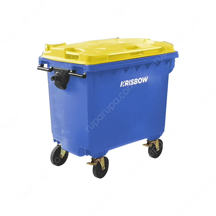 Tempat Sampah Dengan Tutup 660 Ltr Biru/kuning Krisbow