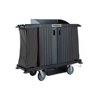 10633093_1 Troli Housekeeping Hotel Dengan Pintu Hitam 152x56x127 cm Krisbow
